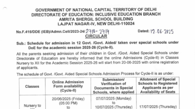 Delhi govt announces 2nd cycle of online admissions for special schools: Check important dates and other details here