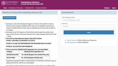 DU UG admission 2025: Phase 1 registration begins at ugadmission.uod.ac.in; Class 10 scores now a tie-breaker