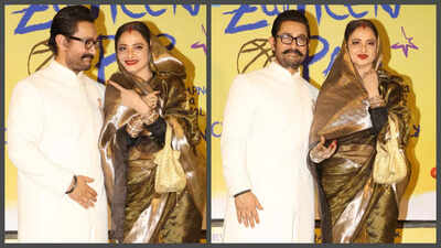 Aamir Khan can’t stop smiling as he poses with the evergreen Rekha at the special screening of Sitaare Zameen Par – See photos |