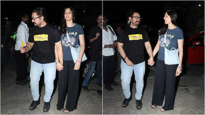 Aamir Khan steps out hand-in-hand with girlfriend Gauri Spratt for ice cream date after Sitaare Zameen Par release | Hindi Movie News