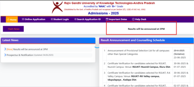 RGUKT admission merit list 2025 to be released today: Check steps to download and other key details here