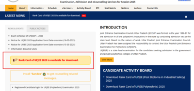JEECUP result 2025 declared at jeecup.admissions.nic.in: Direct link to download UPJEE Polytechnic rank card here