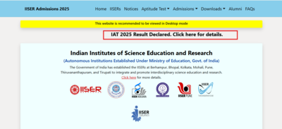 IISER IAT result 2025 declared at iiseradmission.in: Direct link to download scorecards here