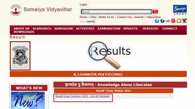 KJSP Result 2025: Somaiya Polytechnic FTD, PTD, and WP summer exam results declared at polytechnic.somaiya.edu.in