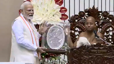 ‘Humbly accept it as prasad’: PM Modi honoured as ‘Dharma Chakravarti’ on Jain saint Vidyanand’s centenary | India News