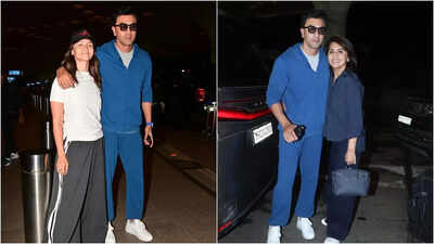 Ranbir Kapoor politely asks paps to turn off cameras while picking up daughter Raha at airport; Alia Bhatt, Neetu Kapoor join him for family getaway | Hindi Movie News