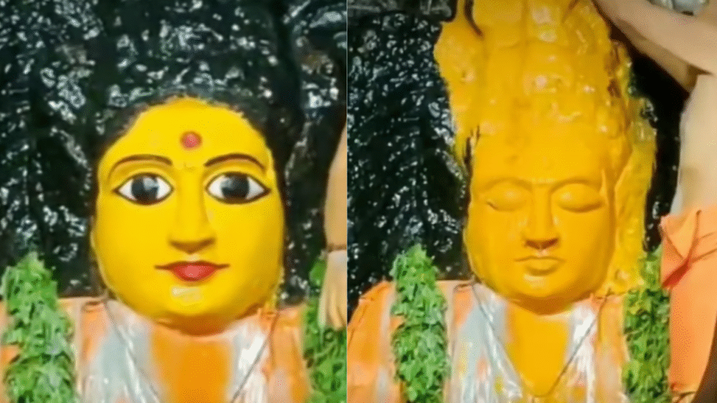Maa Bhadrakali’s statue opens and closes eyes when Abhishekam ritual is performed