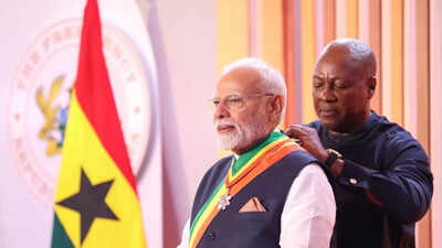 PM in Ghana: Modi conferred with highest state honour ‘The Officer of the Order of the Star of Ghana’; BJP lauds his 24 global awards | India News
