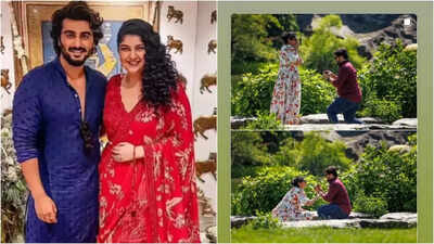Arjun Kapoor turns emotional as Anshula says ‘Yes’ in dreamy NYC proposal; Janhvi, Khushi celebrate sister’s engagement | Hindi Movie News