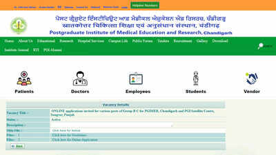PGIMER recruitment 2025: Apply online for Group B and C vacancies at pgimer.edu.in