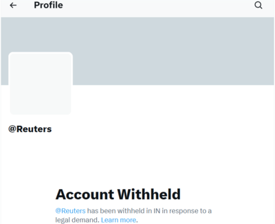 Reuters X account withheld in India over ‘legal demand’: ‘No new ban order,’ say govt sources; Musk-owned platform asked to explain | India News