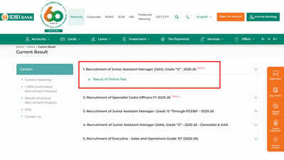 IDBI JAM result 2025 released for Junior Assistant Manager at idbibank.in