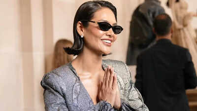 Esha Gupta: Silver dress, golden gesture: Esha Gupta’s ‘Namaste’ wins Paris Couture Week |