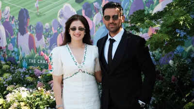 Cricketer Deepak Chahar and wife Jaya Bhardwaj serve style at Wimbledon 2025 |