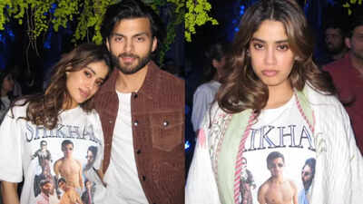 Janhvi Kapoor proudly flaunts her love for Shikhar Pahariya, dons custom T-shirt with his face on it: PIC | Hindi Movie News