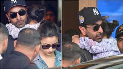 Ranbir Kapoor and Alia Bhatt return from London; adorable daughter Raha steals the spotlight, couple shares stylish moments | Hindi Movie News