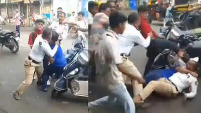 No licence, no helmets—and then a brawl: Father, son and friend beat up traffic cops after being stopped for vehicle check in Nalasopara; arrested | Thane News