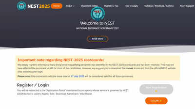 NEST revises qualifying percentiles in 2025 results; updated scorecards out now at nestexam.in