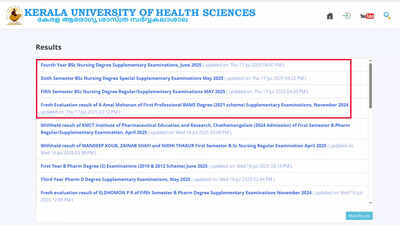 KUHS declares 2025 BSc Nursing results for multiple semesters at kuhs.ac.in