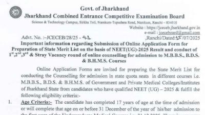 Jharkhand NEET UG counselling 2025 registration begins: Check detailed schedule here