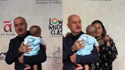 Anupam Kher makes rare appearance with grandson Nirvair at ‘Tanvi The Great’ premiere; netizens react | Hindi Movie News