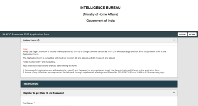 IB ACIO registration 2025 for Grade II/Executive posts begins at mha.gov.in: Check direct link to apply here