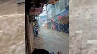 Watch video: Ajmer floods sweep away bikes, carts and even people; red alert in multiple Rajasthan districts | India News