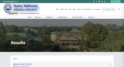 Dibrugarh University result 2025 released for semesters 2, 4, and 6 at dibru.ac.in: Check direct link to download scores here