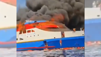 Watch: Indonesian ferry packed with 300 bursts into flames, passengers forced to jump into sea