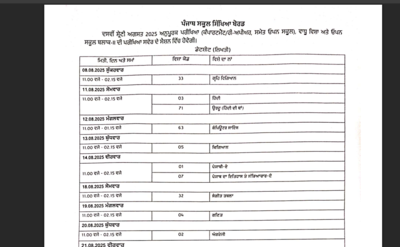 PSEB Compartment exam date sheet 2025 released for Class 10th and 12th: Check details here