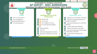 AP EAMCET 2025 phase 1 seat allotment result: Check when and where to access score cards at eapcet-sche.aptonline.in