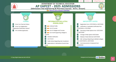 AP EAMCET 2025 counselling: How to check round 1 seat allotment result at eapcet-sche.aptonline.in