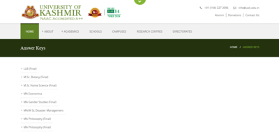 Kashmir University PG entrance test answer key 2025 released for various courses: Check direct link to download here