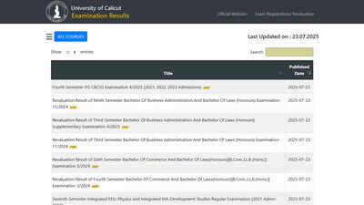 UoC results 2025: Check Calicut University PG CBCSS, BBA LLB, B.Com LLB, MSc, M.Ed, MBA result status at results.uoc.ac.in