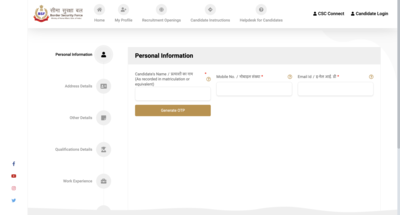 BSF Tradesman Recruitment 2025: Registration begins at rectt.bsf.gov.in, direct link to apply here