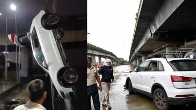 Navi Mumbai mishap: Audi plunges into ditch in Belapur after driver follows Google Maps; rescued | Navi Mumbai News