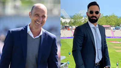 Microphone blunder! Nasser Hussain roasts Dinesh Karthik on-air during Old Trafford Test | Cricket News