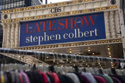 ‘We’re with Colbert’: Few protesters gather in support of ‘The Late Show’; then leave within minutes