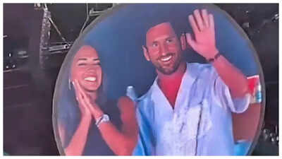 Lionel Messi and his wife, Antonela Roccuzzo, at Coldplay concert: Audience chants football star’s name, while netizens make hilarious Astronomer comparisons |