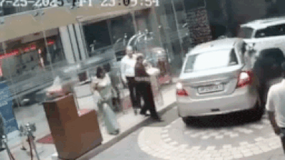 Caught on cam: Woman reverses SUV into glass door at Bareilly hotel; panic erupts in lobby | Bareilly News