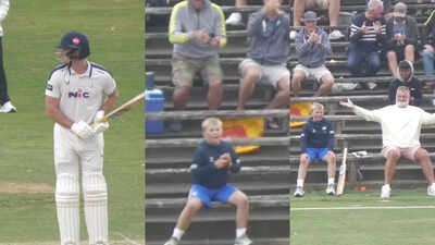 Watch: Young fan takes casual catch in the stands during Yorkshire vs Sussex, day after James Wharton took cracker! | Cricket News