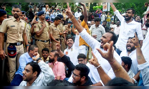 Language row: MNS workers gather in large number in Mira Bhayandar; Minister Sarnaik heckled away