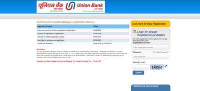 Union Bank of India opens recruitment for 250 Specialist Officer posts: Check direct link here