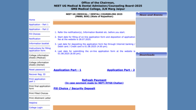 Rajasthan NEET UG counselling 2025: Choice filling begins for round 1 applicants at rajugneet2025.com, direct link here