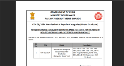 RRB NTPC UG exam 2025 schedule released at rrbcdg.gov.in: Check important dates here