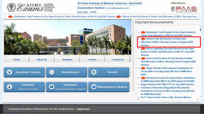 AIIMS CRE 2025: M.Sc. Nursing seat allotment 2nd round result out at aiimsexams.ac.in, reporting begins 11 August