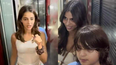 Besties Ananya Panday and Suhana Khan step out for a fun Sunday; enjoy movie night with AbRam Khan: WATCH | Hindi Movie News