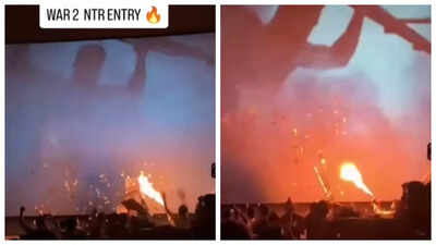 ‘War 2’: Did Jr NTR’s fan light up a FLAMETHROWER inside theatre? Video of fan-frenzy goes viral- WATCH |