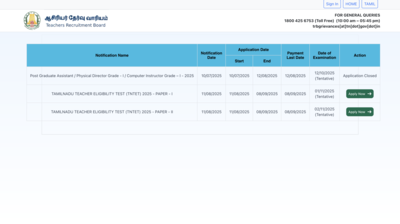 TN TET 2025 exam date postponed due to administrative reasons: Registration open till September 8 at trb.tn.gov.in