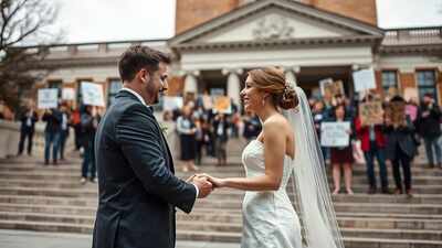‘Nothing can stop love’: US couple gets married amidst Pro-Palestine protest; see pic inside